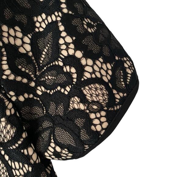 Alexia Admor Brecken Lace Dress Black Nude Button Front size 6 - Picture 7 of 11